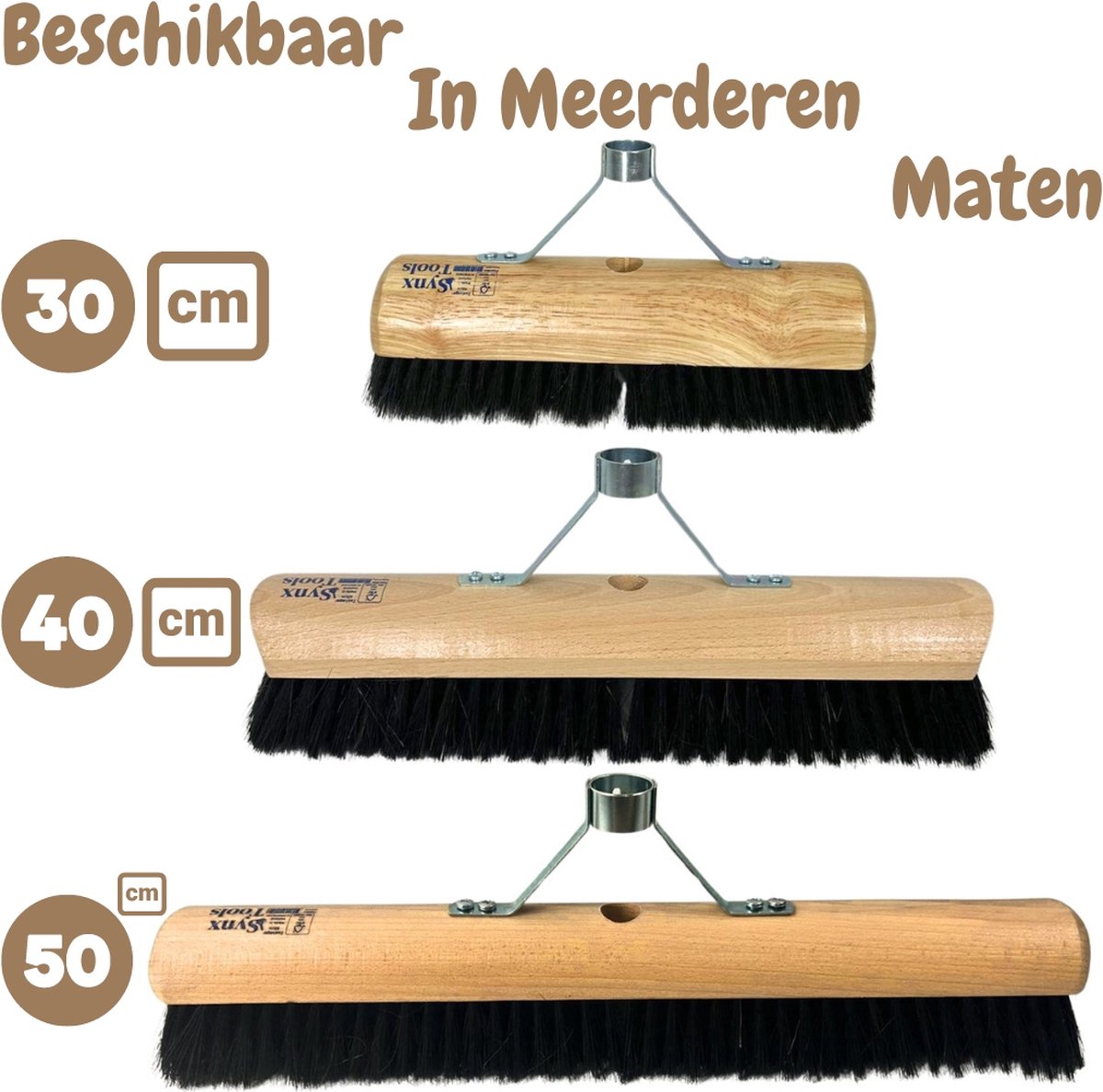 Synx Tools Zaalveger 100cm Paardenhaar - Zachte bezem - bezems - Met Steel 150cm