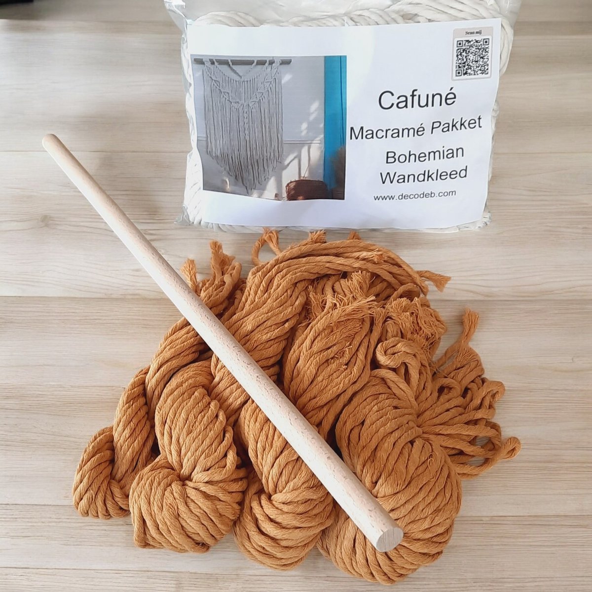 Cafuné Macramé Pakket – DIY Boho Wandkleed Oker Geel 50×75 cm – Compleet Knutselpakket – Boho Interieur – Creatief Cadeau Vrouwen – Moederdag-Wanddecoratie — afbeelding 3