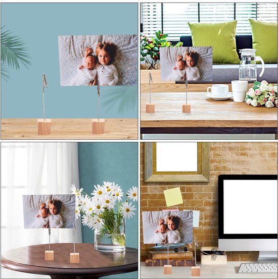 20 Stuks houten Memocliphouder, Fotohouders Clip, Fotohouder met Klemmen, Memohouder, voor Kantoor, Bruiloft, Feest, Berichten, Verjaardagen