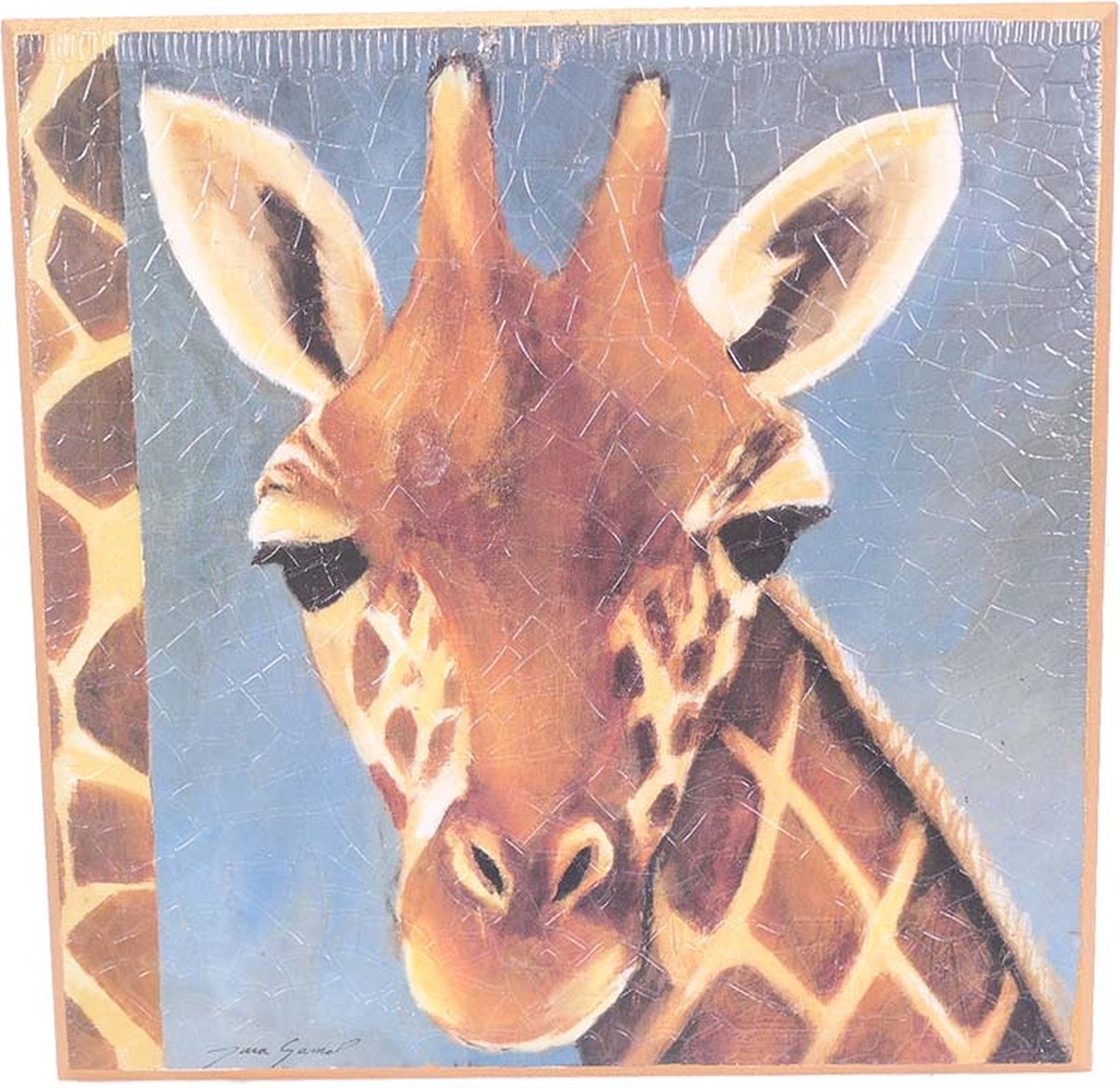 PIA Soft Toys - Giraf schilderij vierkant - 28 cm x 28 cm