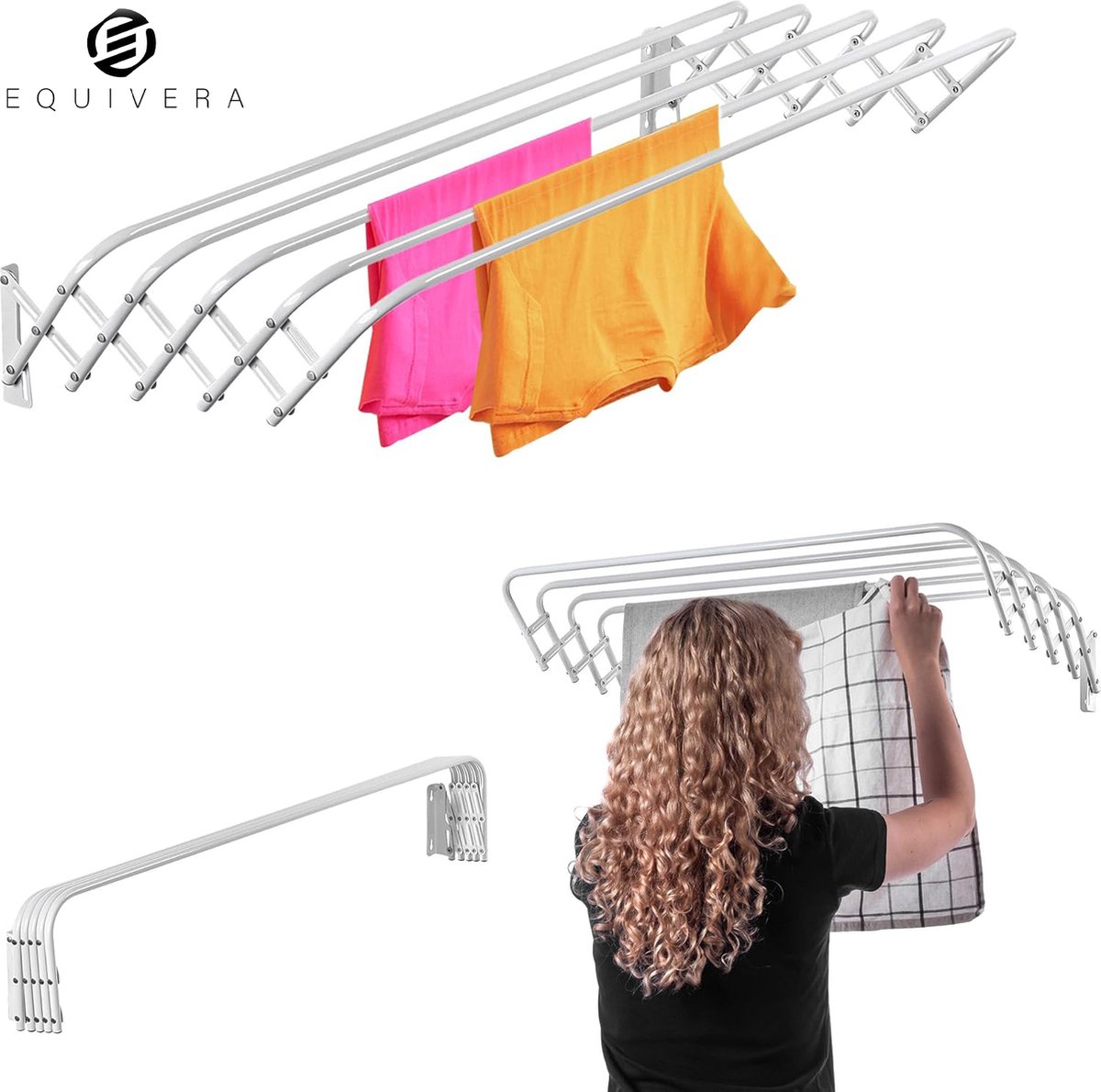 Goedkoopste Equivera Wanddroogrek - Wasrek - Droogrek - Wanddroogrek Inklapbaar - Wand Droogrek