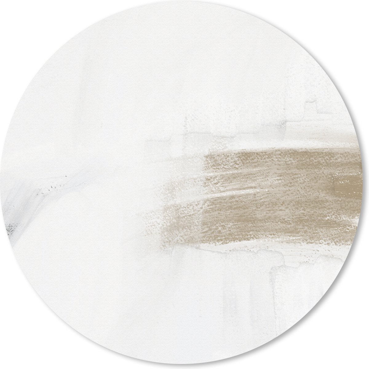 Muismat rond 30x30 cm - Mousepad Taupe - Wit - Design - Abstract - Ronde muismatten