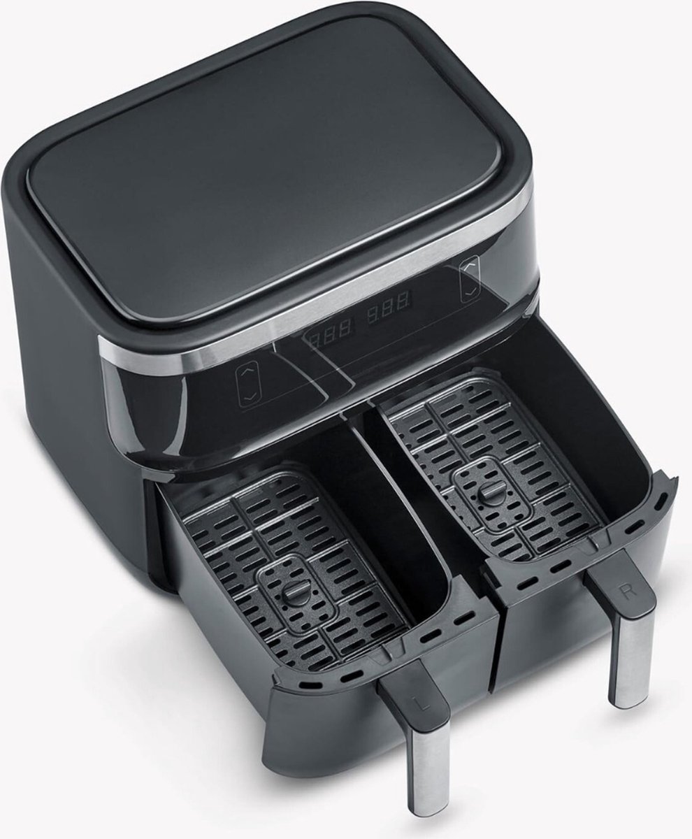Afbeelding 3 van Equivera Dubbele Airfryer - Dubbele Mand - Dual Cook - Heteluchtfriteuse - Verschillende Programma's - Dual Zone - Mega