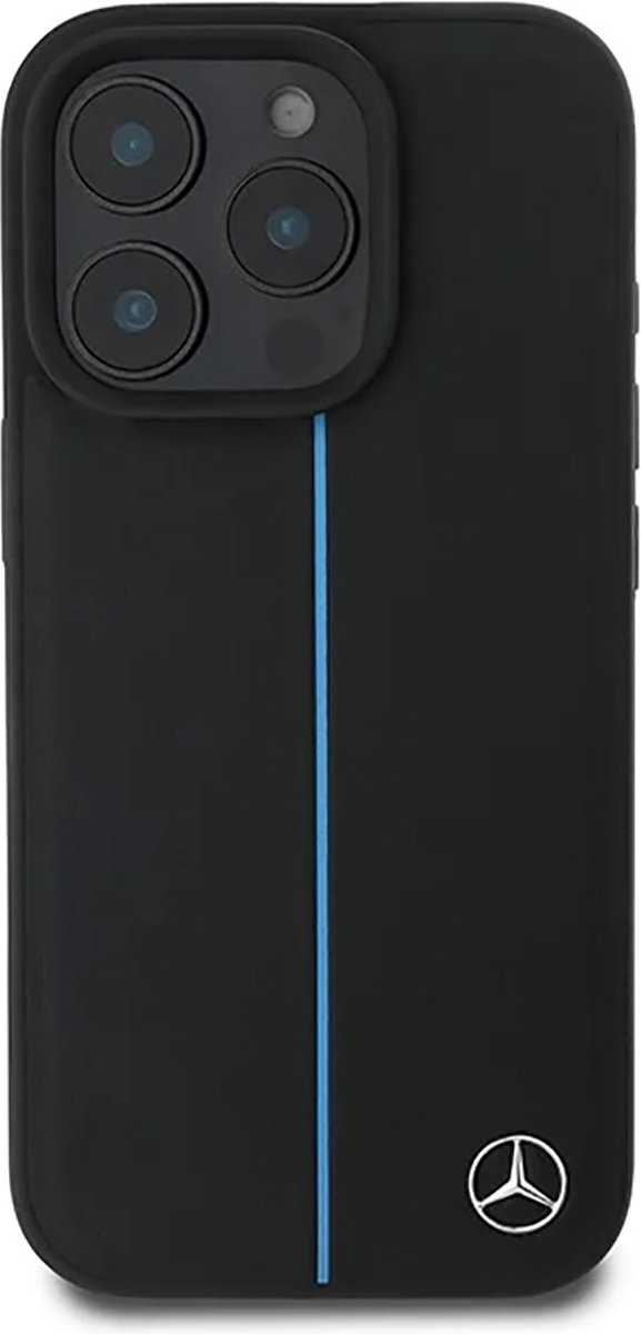 Mercedes-Benz Backcase hoesje geschikt voor iPhone 16 Pro - Effen Zwart - Kunstleer van Merkloos — afbeelding 4