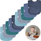 Funnies Slabbetjes 10-Pack Blauwe Tinten - Set van 10 Zachte Slabbertjes - Grote Slabbers - Kwijldoekjes voor Baby’s en Kinderen - Absorberend, Zacht en Makkelijk Wasbaar - Perfect voor Voeden, Kwijlen en Bescherming van Kleding