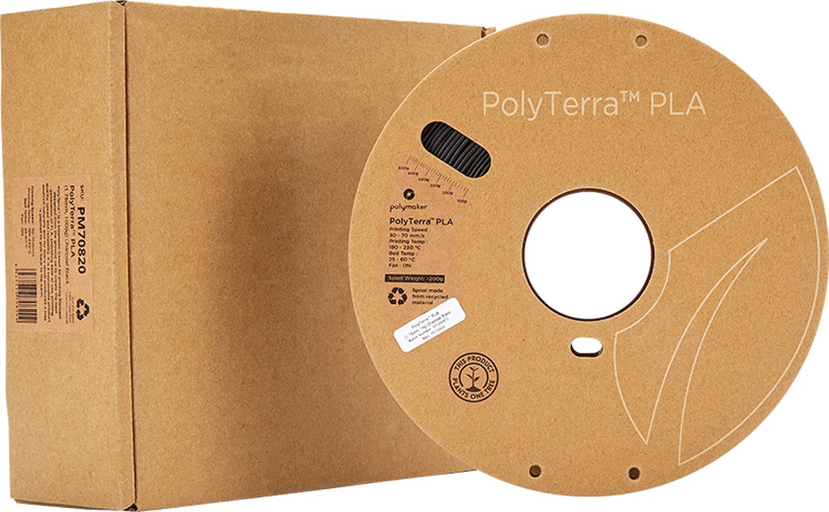 Polymaker PolyTerra PLA Zwart (Houtskool) — afbeelding 5