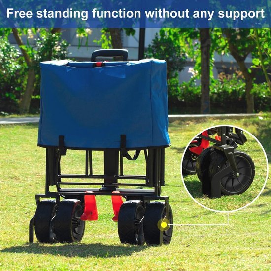 Opvouwbare Camping Trolley met Rem - 220KG Capaciteit, All Terrain Wagon Voor Buitenactiviteiten van Toolland — afbeelding 5