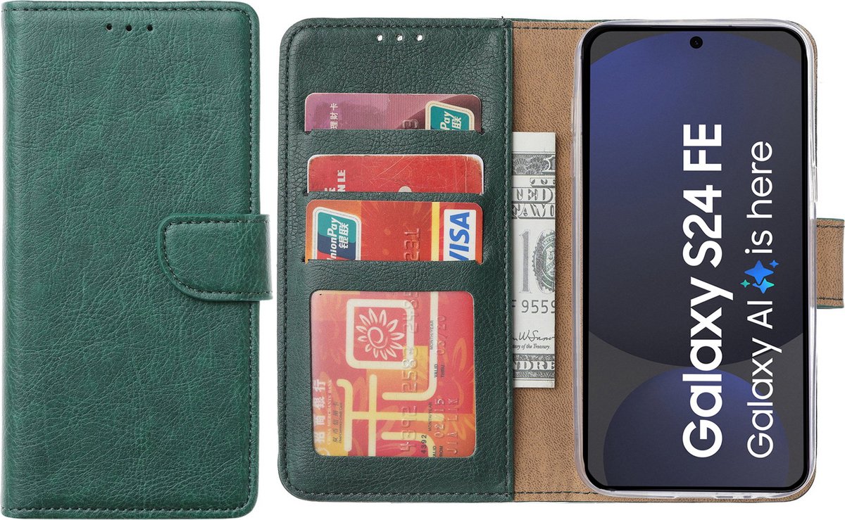 Hoesje geschikt voor Samsung Galaxy S24 FE hoesje - Arara bookcase - Groen