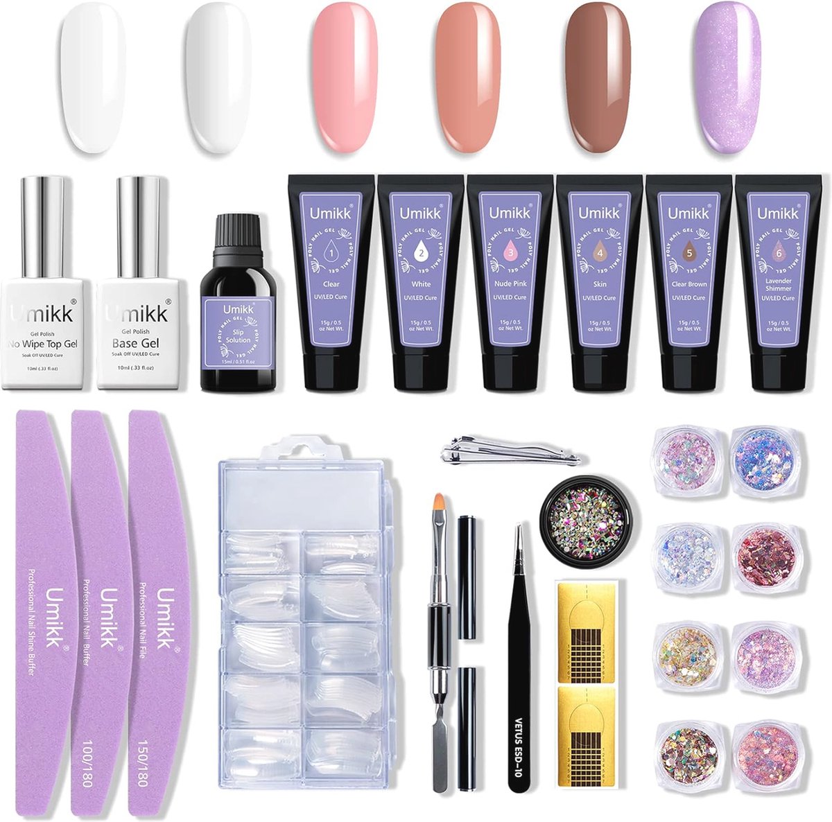 Goedkoopste Starter Kit voor Gel-Nagelverlenging met 6 Kleuren en Accessoires
