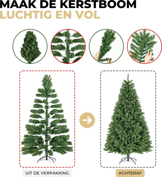 Sapin de Noël artificiel Ozocozy - 210 cm - Sapin de Noël artificiel avec éclairage LED- 450 lumières LED - 1500 branches - Sac de rangement inclus