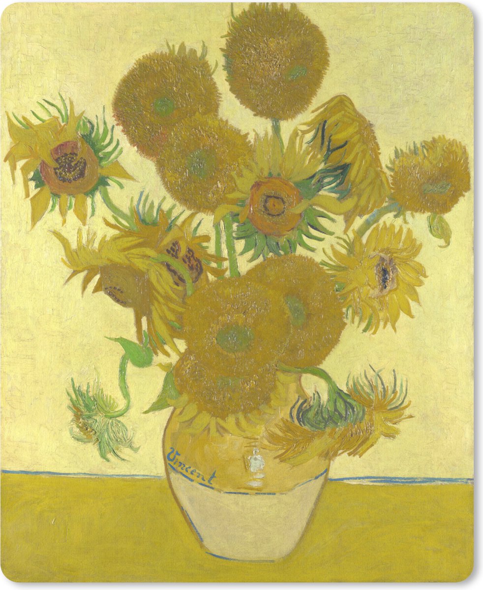 Muismat Vincent van Gogh 2 - Zonnebloemen - Schilderij van Vincent van Gogh muismat rubber - 19x23 cm - Muismat met foto