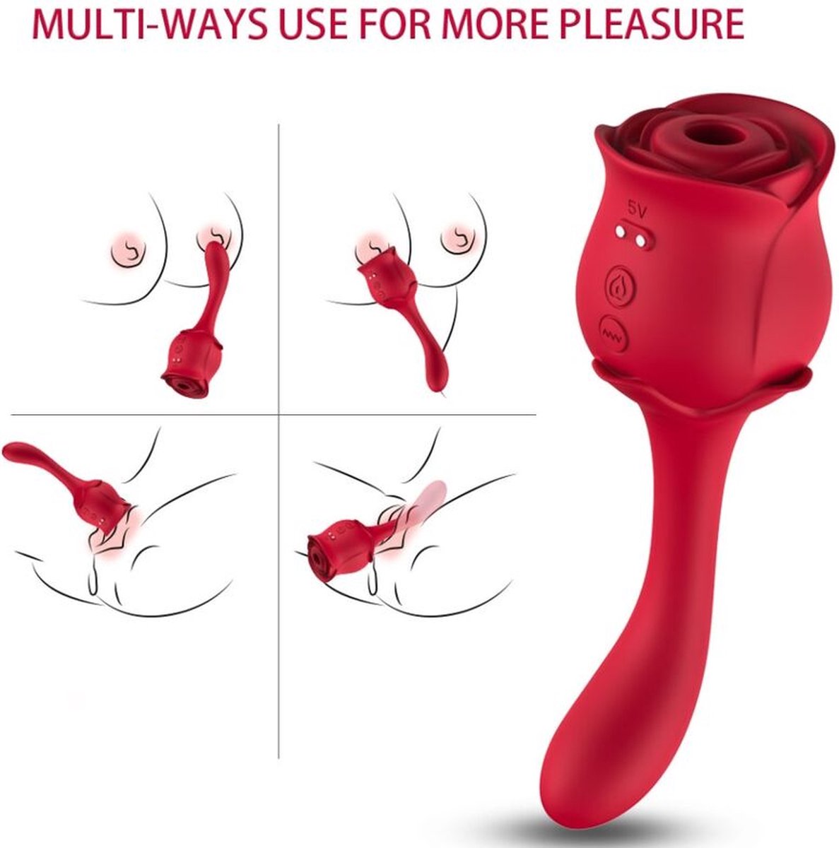 ARMONY - ROSELOVER LIKKEND VIBRERENDE CLITORIS & STIMULATOR ROOD | VIBRATOR VOOR VROUW | SEKSSPEELTJES VOOR VROUW | SEX TOYS VOOR VROUW | VIBRATOR | CLITORIS VIBRATOR | G-SPOT VIBRATOR
