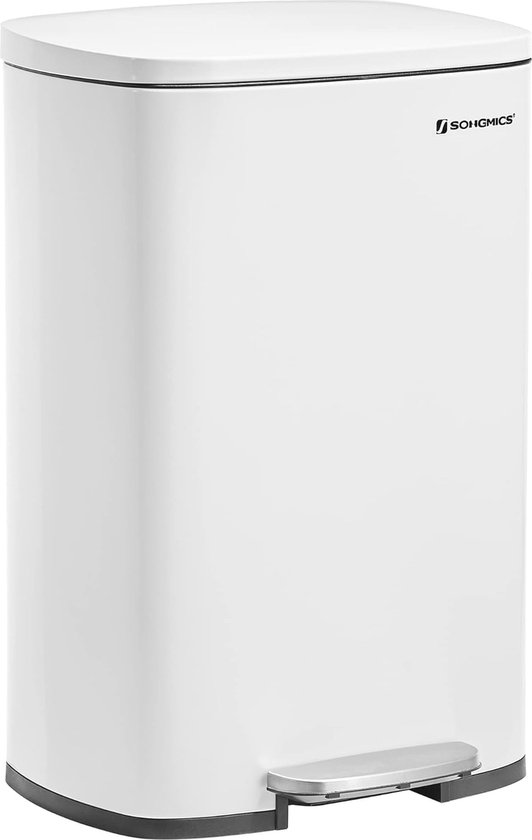 Afvalemmer Met Binnenbak SONGMICS 30 Liter Afvalemmer Met Pedaal - Softclose, Luchtdicht | Voor Keuken, Zilver | Inkl. Binnenemmer RVS Pedaalemmer Softclose Deksel Binnenemmer Hygiënisch