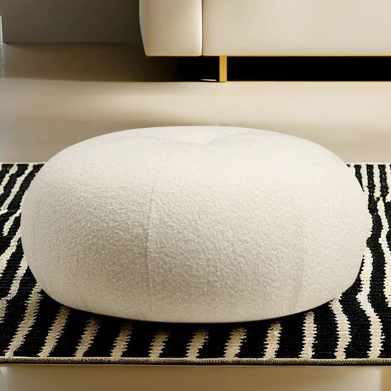 Pouf Chique et Comfy avec Pieds en noyer | Bouclet Wit
