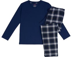 La-V pyjama sets voor jongens met geruite flanel broek Donkerblauw 140-146