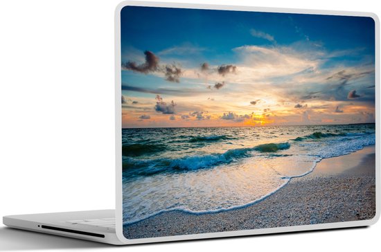 Laptop sticker - 10.1 inch - Strand - Zee - Zonsondergang - 25x18cm - Laptopstickers - Laptop skin - Cover