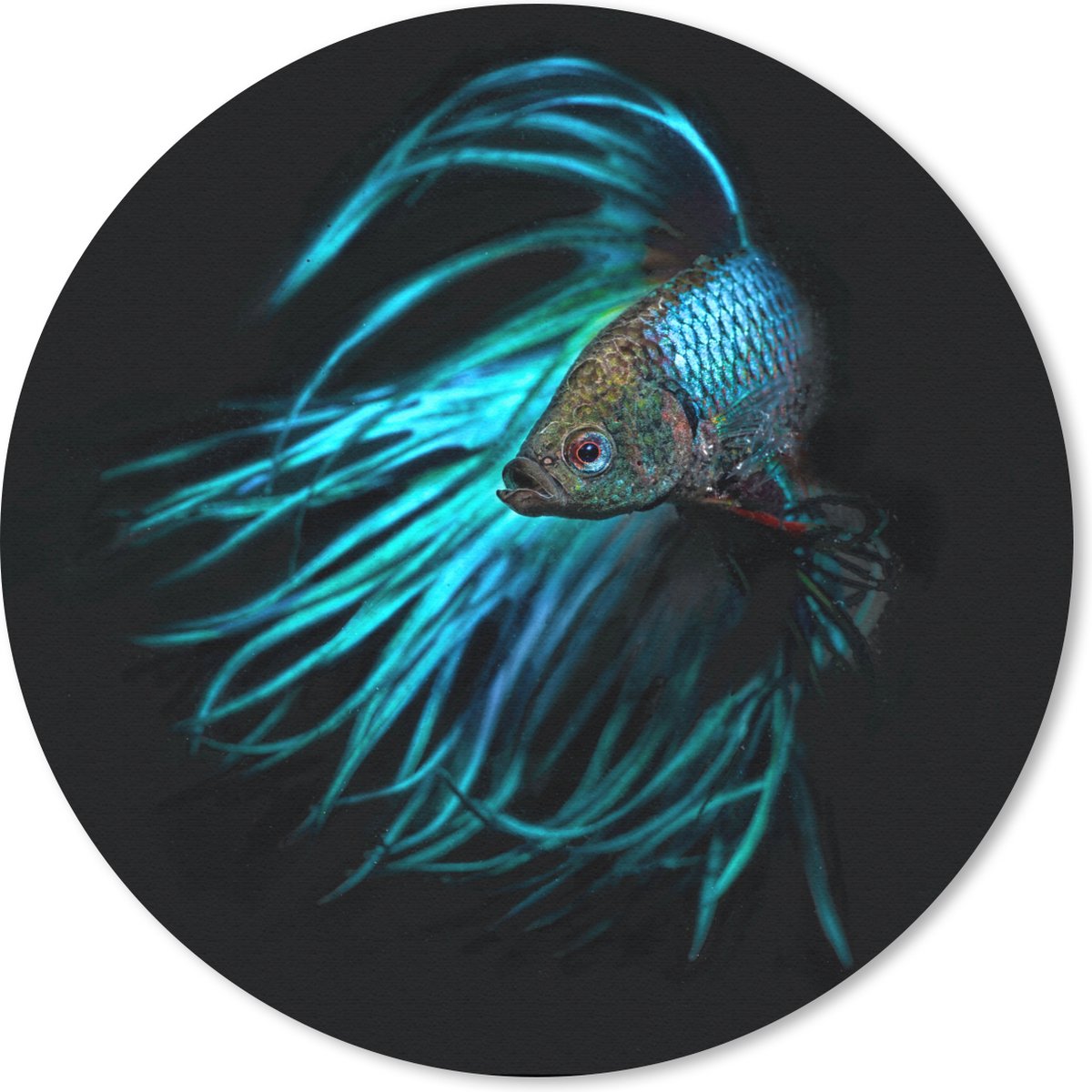 Muismat rond 50x50 cm - Mousepad Vis - Staart - Zwart - Ronde muismatten