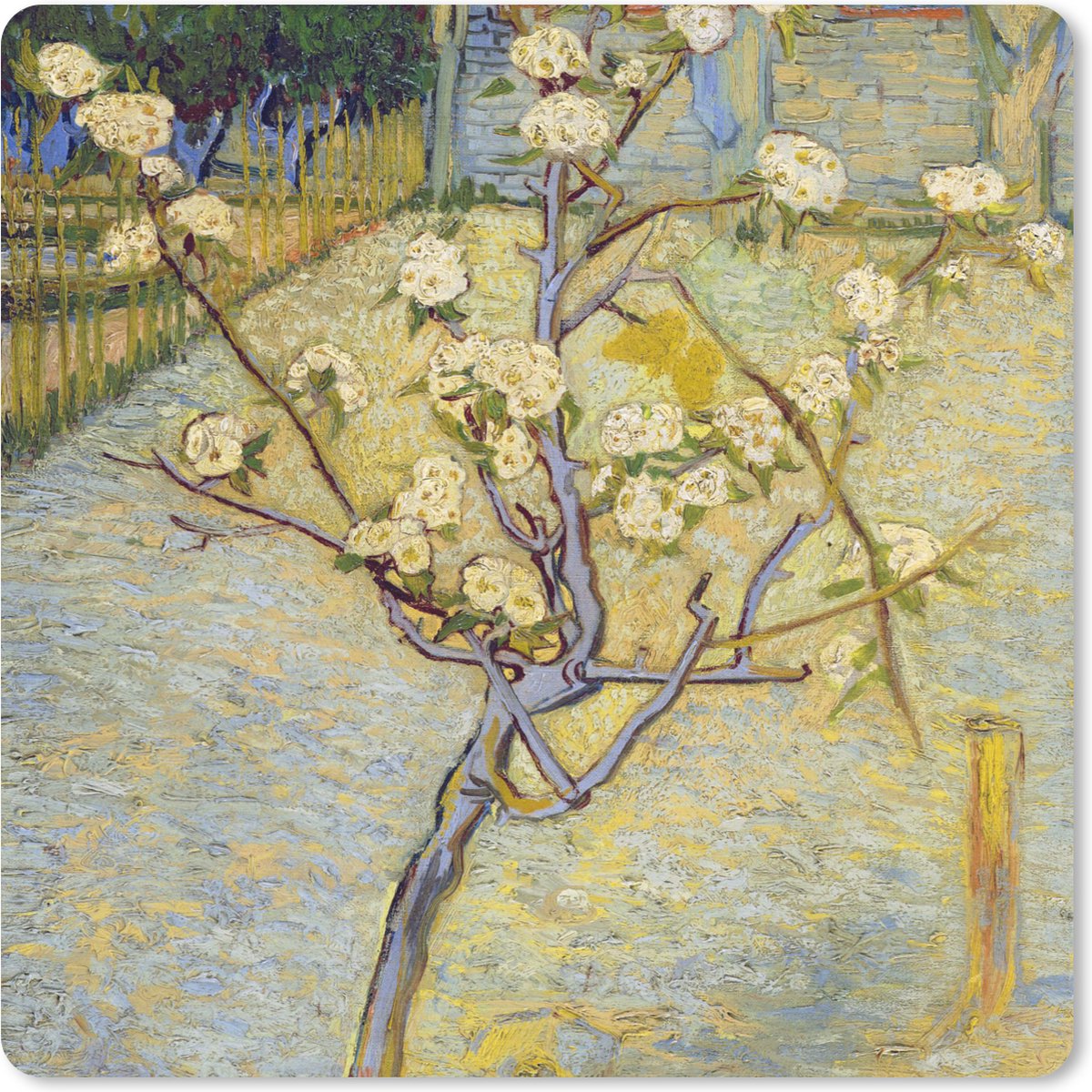 Muismat 30x30 cm - Mousepad Perenboompje in bloei - Vincent van Gogh - Muismatten