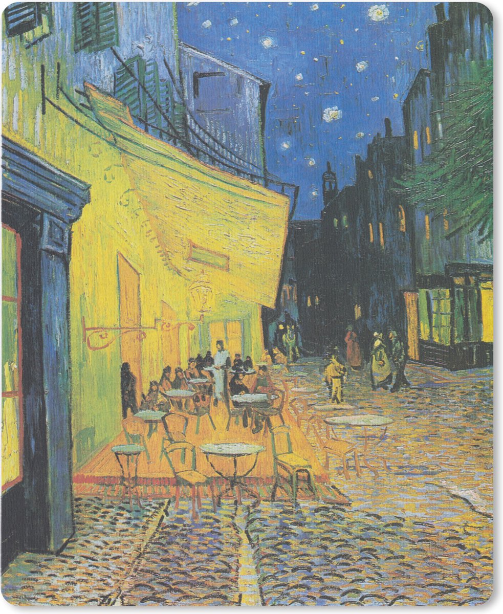Muismat Vincent van Gogh 2 - Caféterras bij nacht - Schilderij van Vincent van Gogh muismat rubber - 30x40 cm - Muismat met foto