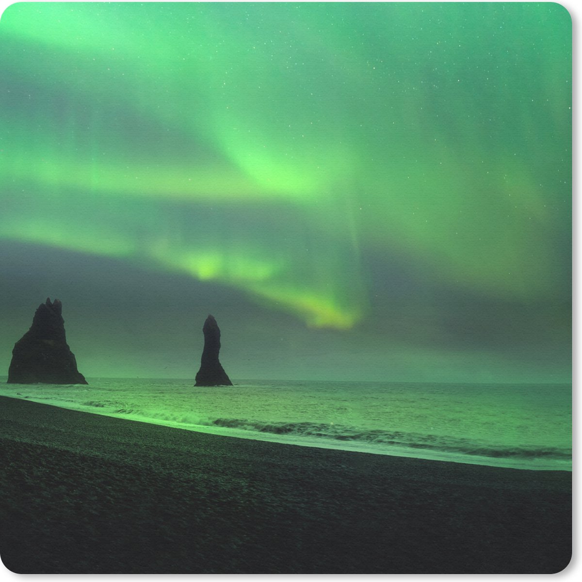 Muismat 30x30 cm - Mousepad Noorderlicht - Zee - IJsland - Muismatten