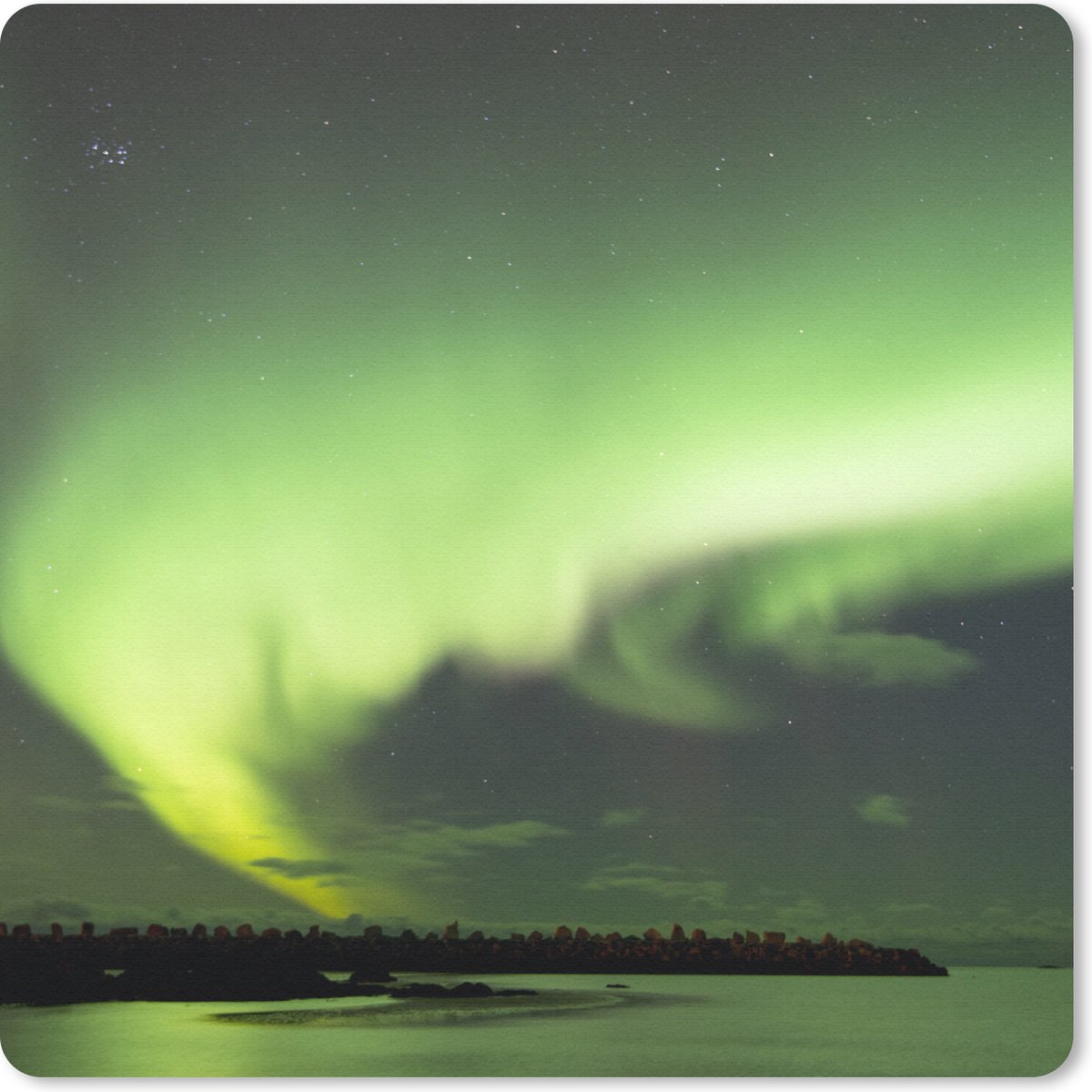 Muismat 20x20 cm - Mousepad Noorderlicht - Groen - Noorwegen - Muismatten