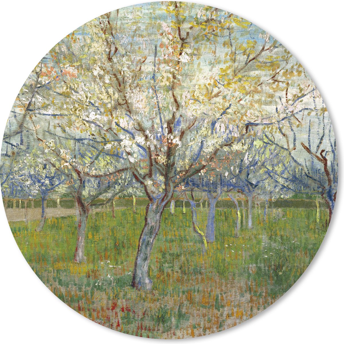 Muismat rond 30x30 cm - Mousepad De roze boomgaard - Vincent van Gogh - Ronde muismatten
