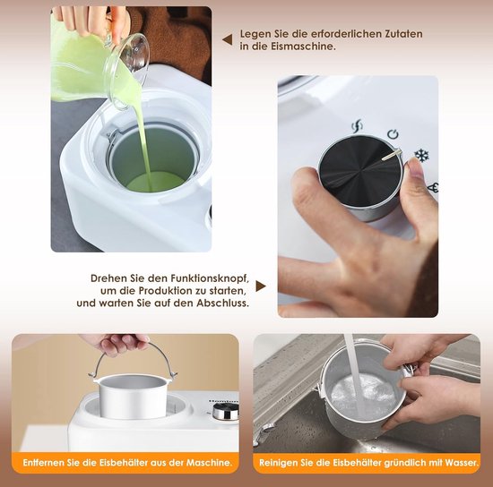 IJsmachine 0,8 L met Compressor voor Zelfgemaakt IJs, Sorbet en Milkshakes — afbeelding 4