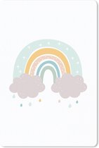 Muismat - Mousepad - Regenboog - Wolken - Regen - Kinderen - Pastel - 40x60 cm - Muismatten