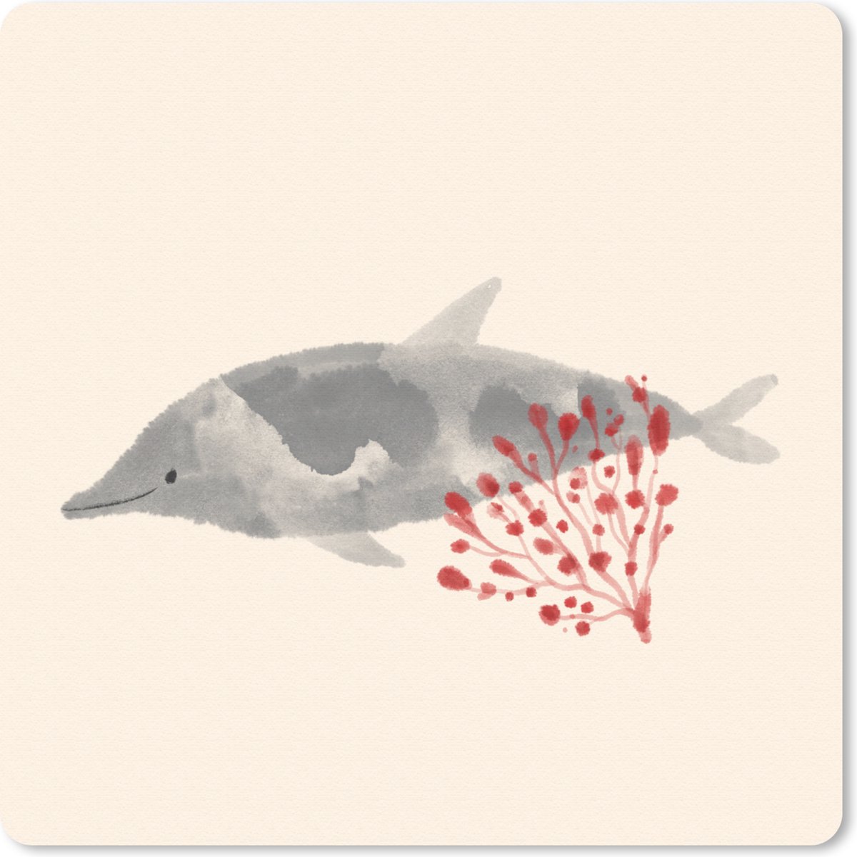 Muismat 30x30 cm - Mousepad Dieren - Planten - Zee - Aquarel - Muismatten