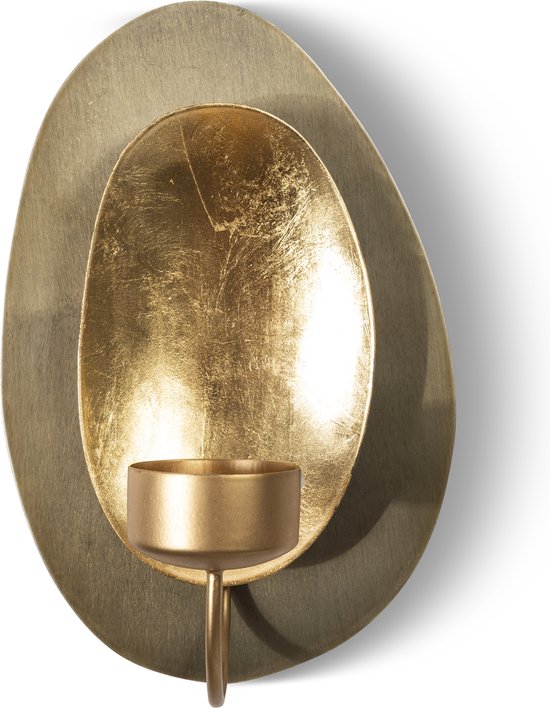 VIDI -Sogno D'oro Muurkandelaar 13x20 cm Goud- Wandkandelaar - Wanddecoratie Woonkamer -Muurdecoratie Woonkamer - Muurversiering
