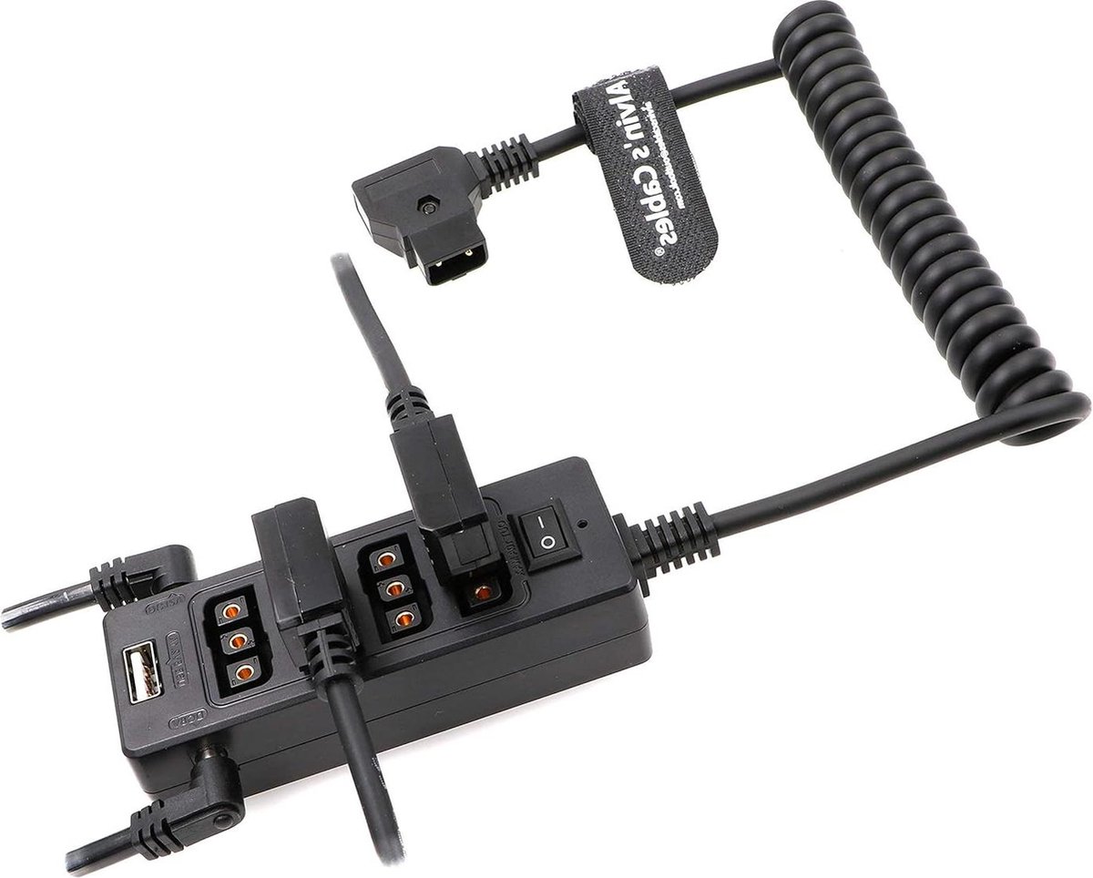 Bol.com D-Tap-splitterkabel met netschakelaar - 4 bus D-Tap 2 DC USB - V-mount-batterij - ARRI/RED-camera - LCD-monitor - LED-vi... aanbieding