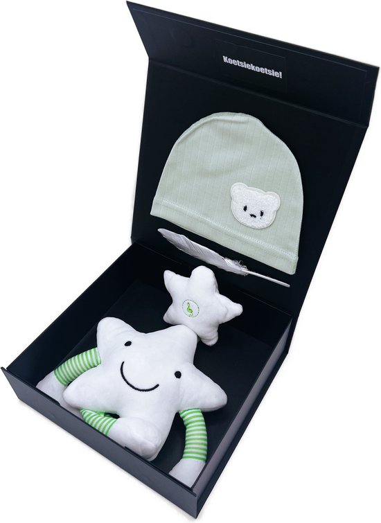Kraamcadeau met babymutsje en murziekmobiel - mintkleur - kan ook rechtstreeks als cadeau worden verstuurd van BamBam — afbeelding 3