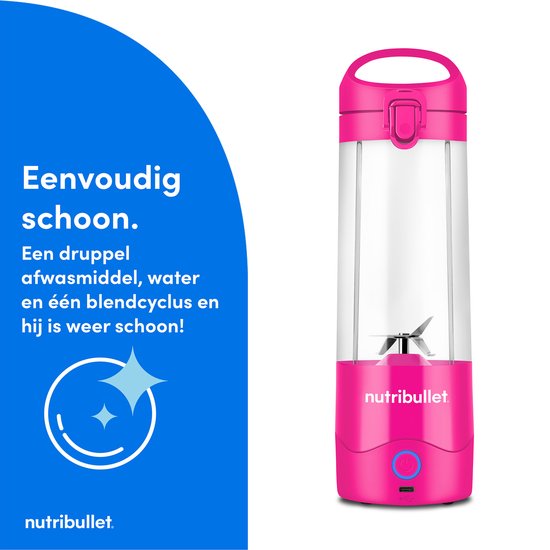 nutribullet Portable - Blender To Go - Mini Blender - Draadloos - Fel Roze van Nutribullet — afbeelding 4
