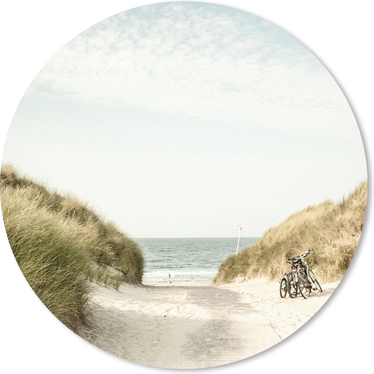 Muismat rond 50x50 cm - Mousepad Strand - Fiets - Wolken - Ronde muismatten