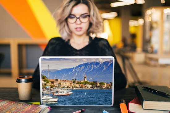 Autocollant pour ordinateur portable - 13,3 pouces - Lac de Garde - Bateaux - Montagnes - 31x22,5 cm - Autocollants pour ordinateur portable - Peau pour ordinateur portable - Couverture