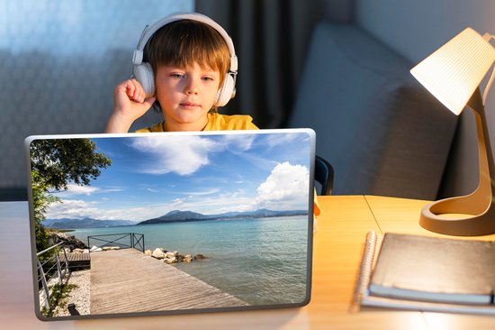 Autocollant pour ordinateur portable - 15,6 pouces - Lac de Garde - Jetée - Bois - 36x27,5 cm - Autocollants pour ordinateur portable - Peau pour ordinateur portable - Couverture