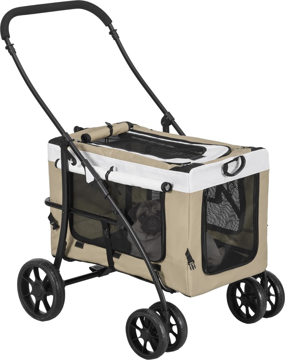 Opvouwbare kinderwagen voor honden en katten - 2-in-1 buggy met reiswieg en rem - 600D Oxford-stof