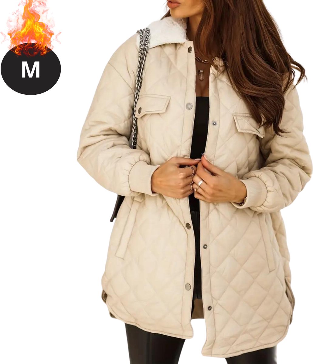 Livano Winterjas - Parka Dames Winterjas - Winter - Volwassen - Stijlvol - Lange Jas Dames - Mantel Vrouwen - Beige - Maat M