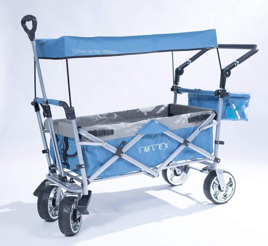 Opvouwbare Bolderkar met Zonnedak voor Kinderen - Hoge Stabiliteit tot 80 kg van Lifetime Garden — afbeelding 2