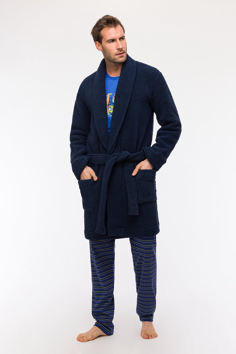 Woody badjas unisex - donkerblauw - 242-11-MDR-M/885 - maat XXL