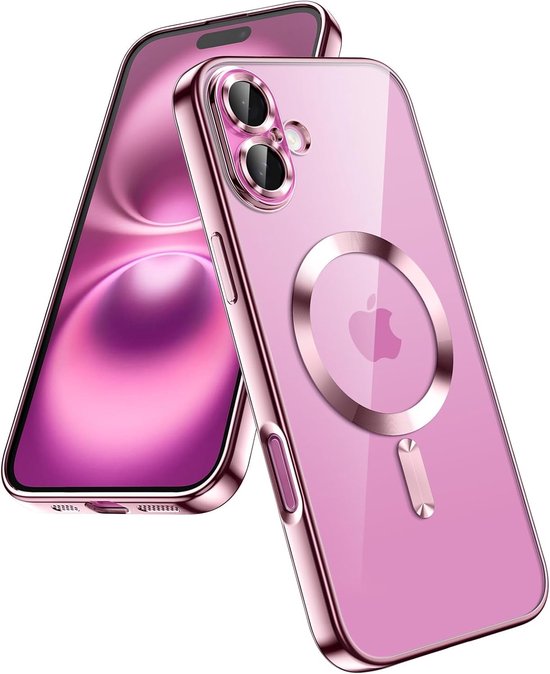 Coque adaptée pour iPhone 16 - Compatible avec MagSafe - Coque arrière en silicone Arara - Or rose