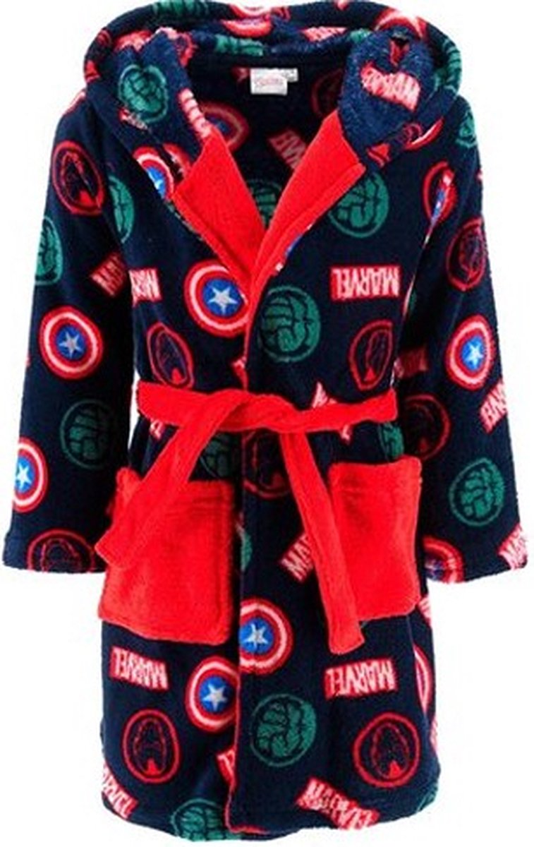 Marvel Badjas - Donkerblauw - zachte fleece ochtendjas - The Avengers - maat 140