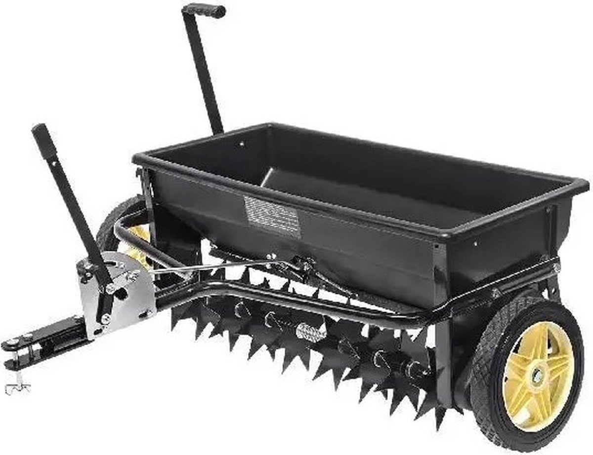 Bol.com Kunstmeststrooier - Zoutstrooier - Strooier - 45Kg - 10 Inch Wielen - Ruw Terrein - Zwart aanbieding