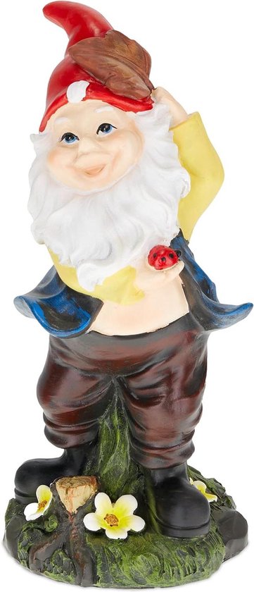 Relaxdays Tuinkabouter Met Mandje – 30 Cm – Weerbestendig En Vorstvast – Klassiek Design Met Rode Puntmuts – Van Kunststeen