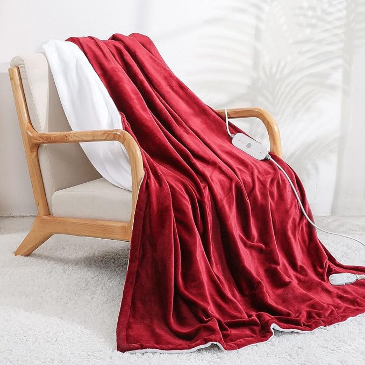 Luxe Warmtedeken – Verwarmde Deken – Elektrisch – Electric Blanket – Heating – Voor op de Bank – Draadloos – Fleece – USB – Stoel – Rood — cadeau in Wonen & Interieur - foto 8