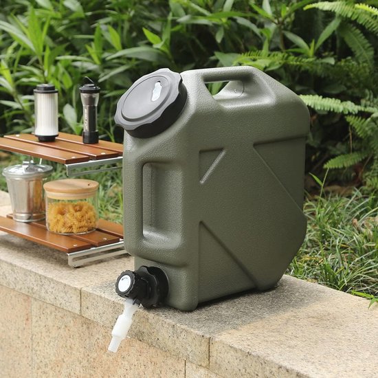 PKKP Waterjerrycan met kraan en handgrepen, 12 liter, BPA-vrij, draagbaar waterreservoir, lekvrij, drinkwater jerrycan voor outdoor, camping, wandelen, noodgevallen (zwart