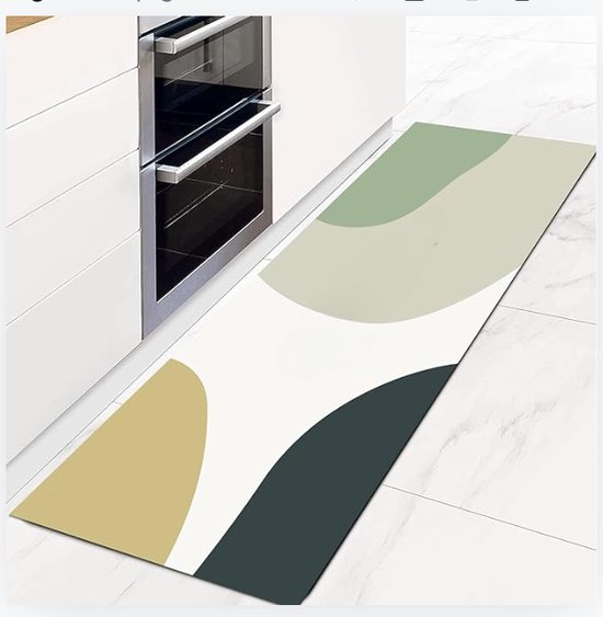Color G Keukenmat, stevig, slijtvast, waterdicht, antislip, oliebestendig, leer, vloermat, keukenmat, vloermat, kantoor, 60 x 240 cm, zwart