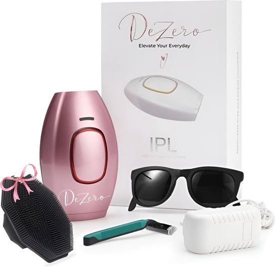 Dezero® Laser Ontharingsapparaat - IPL - IPL Ontharing Apparaat - IPL Ontharingsapparaat - IPL apparaat voor thuisgebruik -Epileerapparaat Dames met Scheermesje & Beschermbril & siliconen body scrubber & opbergtas