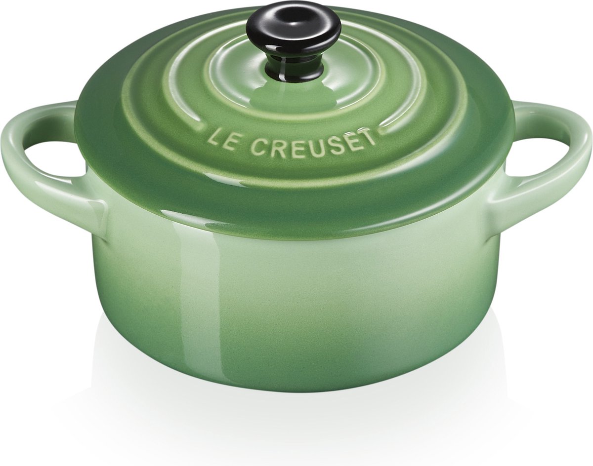 Le Creuset 6 aardewerken mini braadpannetjes Bamboo Green 10cm 0,2l