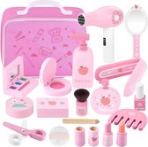 GAGAKU Houten Kinderschminkset Voor Meisjes, 16 Delige Make Upkoffer Kapper Beautyset Speelgoed Kinderen Up Verjaardagscadeau Vanaf 3 4 5 6 7 Jaar 751290579